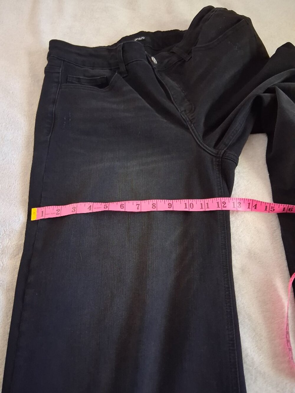 ONESO Women's Size 16W Black Mid-Low Rise Baggy BBL Wide Leg Stretch Jeans - Picture 14 of 15